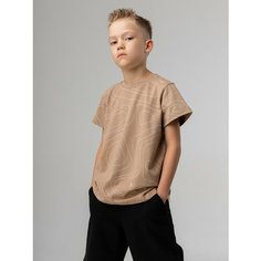 Футболка BODO, размер 98-104, бежевый/белый