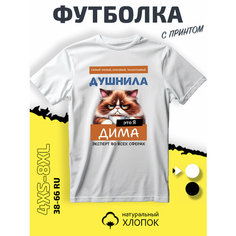Футболка PhilShop Дима Дмитрий душнила, размер M, белый