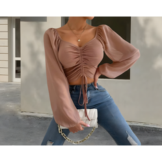 Кроп-топ, размер XL, коричневый Other