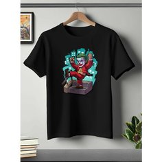 Футболка ONEQ унисекс 60-62 (4XL) размер с принтом Джокер, черная, размер 4XL, черный