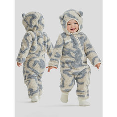 Комбинезон Happy Baby, открытая стопа, размер 80-86, серо-голубой