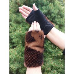 Митенки для женщин, размер 7-8, коричневый House of Furs Products