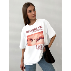 Футболка IVUSHKAprint, размер 42/44, бело-розовый