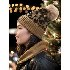 Шапка бини для женщин, размер 56-58, бежевый Liberty Store