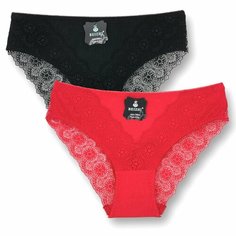Трусы Beizhi, комплект из 2 шт., размер 2XL, черный, красный