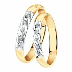 Кольцо обручальное Diamant online, красное золото, 585 проба, бриллиант, размер 18.5, прозрачный