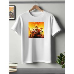 Футболка ONEQ унисекс 60-62 (4XL) размер с принтом Кунг-Фу Панда, белая, размер 4XL, белый
