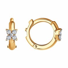 Серьги Diamant online, красное золото, 585 проба, фианит, длина 1 см, , прозрачный