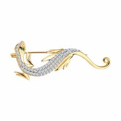 Брошь Diamant online, красное золото, 585 проба, фианит, размер 3.1 см., , прозрачный