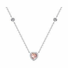 Колье Diamant online, серебро, 925 проба, фианит, морганит, длина 45 см., розовый