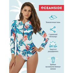 Купальник OCEANSIDE, размер XL, коралловый, бирюзовый, белый