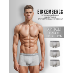 Трусы BIKKEMBERGS, комплект из 3 шт., размер L, серый, белый