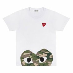 Футболка Comme des Garcons PLAY CDG Play Edge Heart, 1 шт., размер 2XL, White / Camo