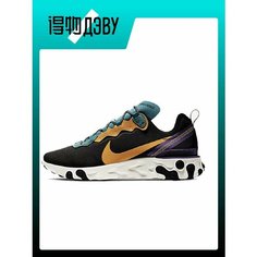Кроссовки NIKE React Element 55, размер EU 42 Foot Length (26.5CM), black