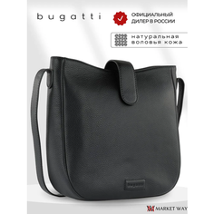 Сумка кросс-боди Bugatti, фактура зернистая, матовая, черный