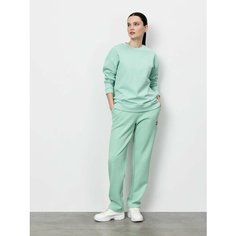 Брюки спортивные JUST CLOTHES Зеленый. Декор термологотип. Карманы спереди 2 б/заст, сзади нет. Пояс резинка+утяг шнурок. Д 104см., размер S, мятный