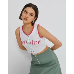 Топ Gloria Jeans Ready! Steady! Go!, размер 16-18л/170, белый/розовый