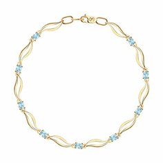 Браслет Diamant online, красное золото, 585 проба, топаз, длина 16 см., голубой