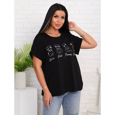 Футболка женская оверсайз больших размеров, размер 50, черный Без бренда