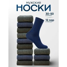Носки АЛЙША Клаccик, комплект, 12 пар, размер 41-45, серый