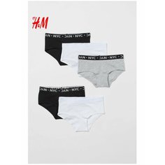 Трусы H&M Basic, 5 шт., размер 8-10 лет, черный/белый