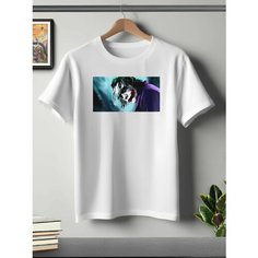 Футболка ONEQ унисекс 50-52 (XL) размер с принтом Джокер, белая, размер XL, белый