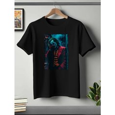 Футболка ONEQ унисекс 50-52 (XL) размер с принтом Джокер, черная, размер XL, черный