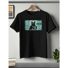 Футболка ONEQ унисекс 42-44 (XS) размер с принтом Джокер, черная, размер XS, черный