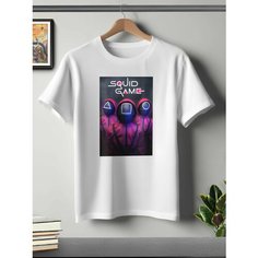 Футболка ONEQ унисекс 60-62 (4XL) размер с принтом Игра в кальмара, белая, размер 4XL, белый