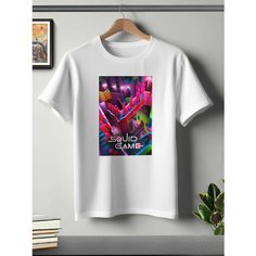 Футболка ONEQ унисекс 60-62 (4XL) размер с принтом Игра в кальмара, белая, размер 4XL, белый