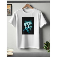 Футболка ONEQ унисекс 50-52 (XL) размер с принтом Джокер, белая, размер XL, белый