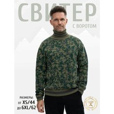 Свитер Великоросс, размер 52-54, , зеленый/хаки
