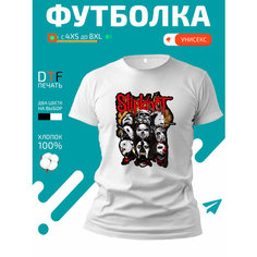 Футболка GoldenCate Slipknot Слипкнот, размер L, белый