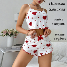Пижама , размер M, белый-красный Нет бренда