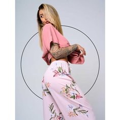 Пижама оверсайз со штанами, размер one size, розовый Lolapola