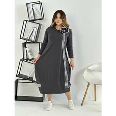 Платье Осень-зима 2024, размер XXL, серый Нет бренда