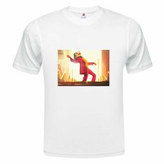 Футболка ONEQ унисекс 60-62 (4XL) размер с принтом Джокер, белая, размер 4XL, белый