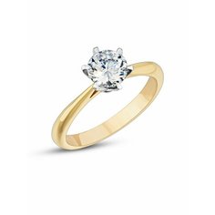 Кольцо помолвочное Гатамов, желтое золото, 585 проба, фианит, размер 21.5, желтый/белый