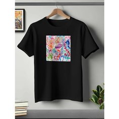Футболка ONEQ унисекс 56-58 (3XL) размер с принтом Винкс, черная, размер 3XL, черный