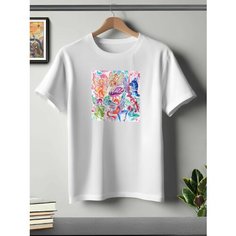 Футболка ONEQ унисекс 50-52 (XL) размер с принтом Винкс, белая, размер XL, белый