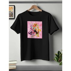 Футболка ONEQ унисекс 56-58 (3XL) размер с принтом Винкс, черная, размер 3XL, черный