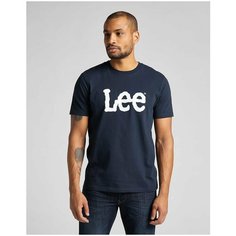 Футболка Lee Men Short Sleeve Wobbly Logo Tee, размер M, темнo-cиний