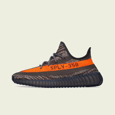Кроссовки adidas YEEZY BOOST, размер 9 UK, carbon black/red fluorescent