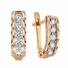 Серьги AZADE, красное золото, 585 проба, фианит, размер 10 мм, длина 1 см, , красный