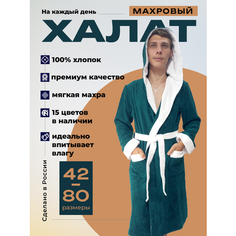 Халат KingHalat махровый капюшон, размер 42-44 рост 167-182, белый