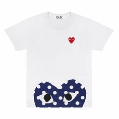 Футболка Comme des Garcons PLAY CDG Play Edge Heart, 1 шт., размер 2XL, White / Polka Dot