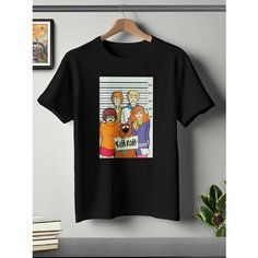 Футболка ONEQ унисекс 56-58 (3XL) размер с принтом Скуби-Ду, черная, размер 3XL, черный