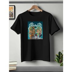Футболка ONEQ унисекс 56-58 (3XL) размер с принтом Скуби-Ду, черная, размер 3XL, черный