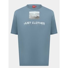 Футболка JUST CLOTHES, 1 шт., размер 56, серо-голубой