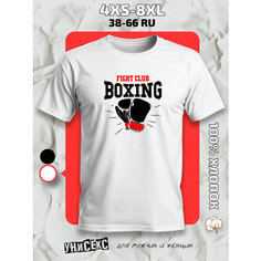 Футболка с принтом боксерскими перчатками boxing fight club, размер XL, белый Ginger Cate